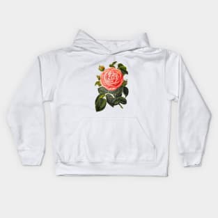 rosebud with green leaves Kids Hoodie